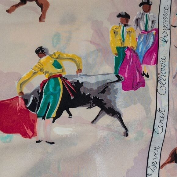 Vintage Colorful Square Bullfighting Silk Scarf by Glentex - Picture 7 of 8